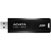 ADATA A-DATA SC610 500 Gt USB 3.2 Gen 2 (USB-A) -ulkoinen SSD, kannettava, pelikäyttöön, musta