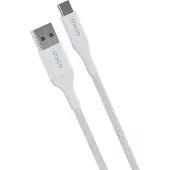 EPICO Braided USB-C – USB-A -kaapeli, 18 W, 0,3 m, valkoinen