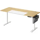 Songmics Sähköisesti korkeussäädettävä työpöytä 70x160x120cm, valkoinen/vaaleanruskea