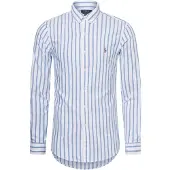 Ralph Lauren Slim Fit Striped Oxford Shirt - Blue - XL