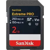 SanDisk 2TB Extreme Pro, SDXC -muistikortti, UHS-I V30 U3, 250/150 MB/s