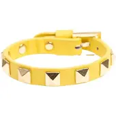 Dark Leather Stud Bracelet ? Yellow