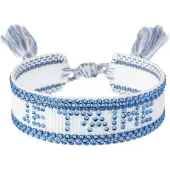 Dark Woven Friendship Bracelet With Crystals Je T'aime White With