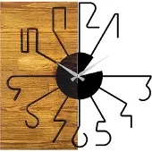 Opviq Koristeellinen puinen seinäkello Wallxpert Wooden Clock 29 - Pähkinä, musta