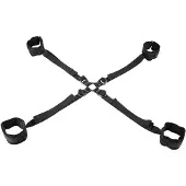 Sportsheets Velvet Noir Bondagesetti Hogtiella ja Kahleilla - Black