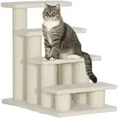 PawHut Animal Stairs 4-Step Pehmobeige lemmikeille