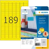 Herma 4243, Keltainen, Itse kiinnittyvä tulostintarra, A4, Paperi, Laser/Inkjet, Irroitettava