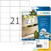 Herma 10906, Valkoinen, Itse kiinnittyvä tulostintarra, A4, Paperi, Laser/Inkjet, Kiinteä