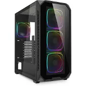 Sharkoon AK5G RGB, Midi Tower, PC, Musta, ATX, mikro ATX, Mini-ITX, Multi, Kotelotuulettimet (4044951041831)