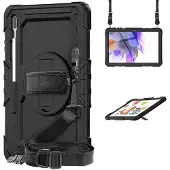 CaseOnline Hybridikuori olkahihnalla Samsung Galaxy Tab S7 FE - Musta