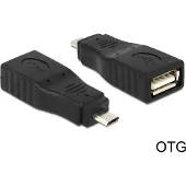 DeLOCK 65549, Micro USB2.0-B, USB2.0-A, Musta