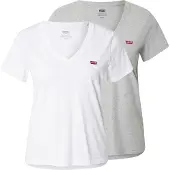 Levi's Paita 'Perfect V-Neck Tee (2-Pack)' harmaa / valkoinen