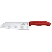 Victorinox Swiss Classic -santokuveitsi rihvelletyllä terällä 17 cm, punainen