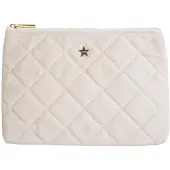 Dark Velvet Quilted Small Pouch Sand