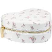 Dark Velvet Heart Jewellery Box Off White Butterfly Pattern
