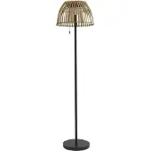 LUCANDE LED-aurinkolattiavalaisin Eligio, bambu, Ø 39 cm, RGB Eligio , himmennettävä, Vaalea puu, Alumiini, Kartano/rustiikki