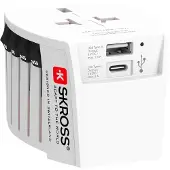 Skross MUV USB 2xA -matka-adapteri kahdella USB-portilla