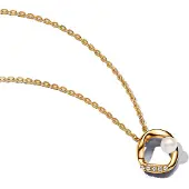 Pandora 14K Gold-Plated Collier With White Treated Freshwater Cultured Pearl And Clear Cubic Zirconia - Gold - 45 CM