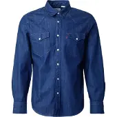 Levi's for man. 85744-0000 Barstow navy standard fit shirt (L), Blue, Casual, Cotton, Denim, Long sleeve
