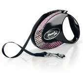 Flexi Glam -koostumus Swarovskin kristalleilla M - Dog Sisäänvedettävä lyijy - 5 m - musta