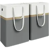 Songmics Pyykinkori, , 2 kpl, 40x30x65 cm, Liitukivenharmaa.