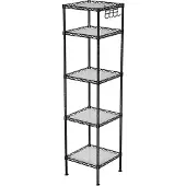 Songmics Metallinen olohuoneen hylly 30 x 30 x 123,5 cm, musta