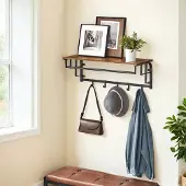 Vasagle Seinähattuhylly, 30x80x27 cm, Ruskea Musta, Seinariiul, LCR102B01, 30x80x27 cm, Pruun-Must