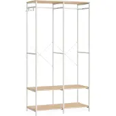Songmics Avoin vaatekaappi 40x94,5x180cm, valkoinen/vaaleanruskea