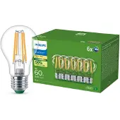 Philips LED-lamppu Ultra Efficient A60 4W/827 (60W) Clear 6-pack E27