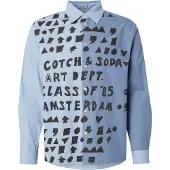 Scotch & Soda Relaxed-Fit Letters Poplin Shirt - Blue - S