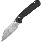 CJRB Pyrite Light J1945D-BK Rose Damascus, Black FRN, pocket knife