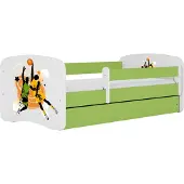 Kocot Kids Lastensänky ilman patjaa, laatikolla BabyDreams Green basketball, 160x80 cm, vihreä