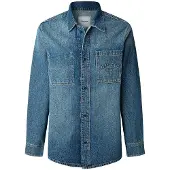 Pepe Jeans for man. PM309081 Weston blue shirt (L), Casual, Cotton, Long sleeve
