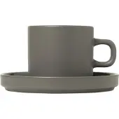 Blomus - Pilar Kahvikuppi ja aluslautanen 7 cm 2 kpl Pewter