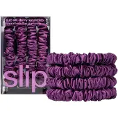 Slip Pure Silk Skinny Scrunchies Dark Purple Hiuslenkki 4 kpl