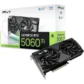 PNY GeForce RTX 5060 Ti, GeForce RTX 5060 Ti, 16 GB, GDDR7, 128 bittiä, 7680 x 4320 pikseliä, PCI Express x8 5.0 (VCG5060T16DFXPB1)