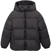 Mango Hood Puffer Coat - Black - 116