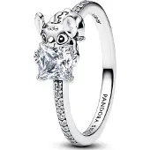 Pandora Disney Stitch Sterling Silver Ring With Clear Cubic Zirconia And Black Enamel - Silver - 56