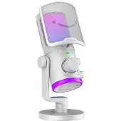 Fifine AmpliGame AM6-W, USB, kondensaattori -mikrofoni, valkoinen