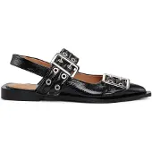 Ganni Feminine Buckle Ballerinas - Black - 38