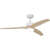 QAZQA Älykäs kattotuuletin valkoinen puukuviolla 132cm sis. LED himmennettävä kaukosäätimellä - Joly