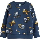 Lindex Sweatshirt Working Vehicle Aop - Navy - 116