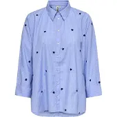 ONLY Onlnew Lina Grace Str Emb Shirt Noos Wvn - Blue - L