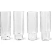 Ferm Living Ripple korkeat lasit, 4 kpl, kirkas