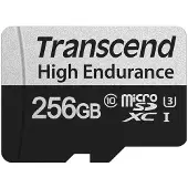 Transcend High Endurance 256 Gt MicroSDXC UHS-I U3 V30 Class 10 -muistikortti + SD-adapteri