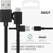 Xqisit Lataus- ja Synkronointikaapeli USB A - USB C 3.0m Musta/Musta 31298
