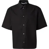 Weekday Relaxed Fit Short-Sleeved Cotton Shirt - Black - M