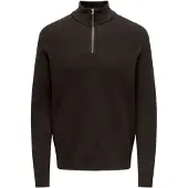 Only & Sons Onsphil Reg 12 Struc Half Zip Knit Noos - Brown - XL