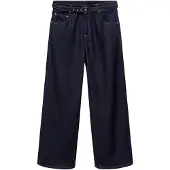 Mango Straight-Fit Belt Jeans - Navy - 32