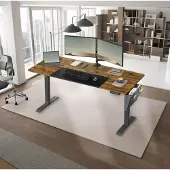 Songmics Säädettävä työpöytä, 70x160x(72-120) cm, ruskea-musta